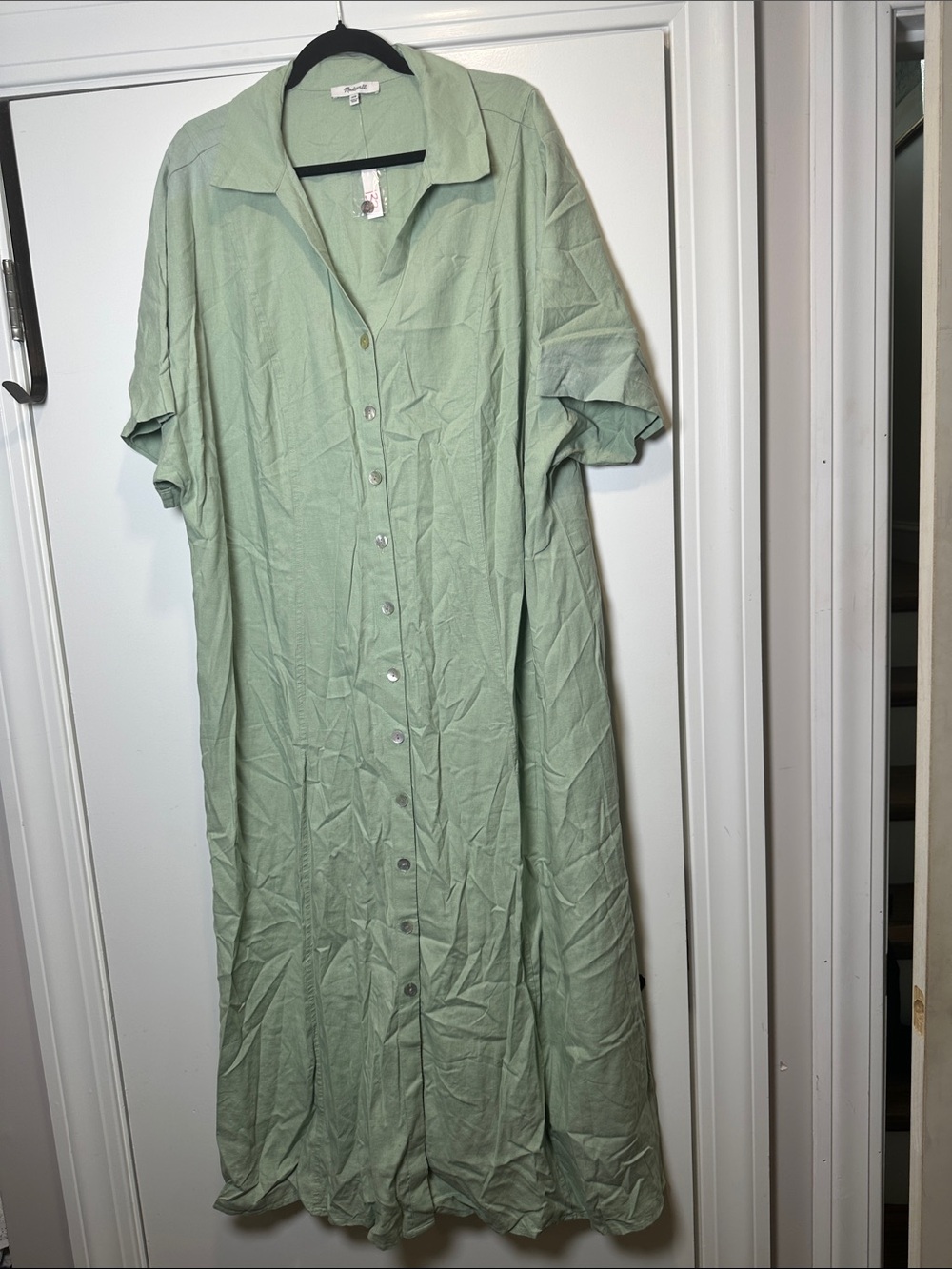 Madewell Pale Sage Button-Down Maxi Dress (101)